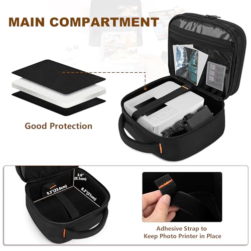 Double Layer Photo Printer Case Compatible With Canon Selphy Cp1500/Cp1300/Cp1200, Portable Printer Camera Storage Bag With Multiple Pockets, Bag Only