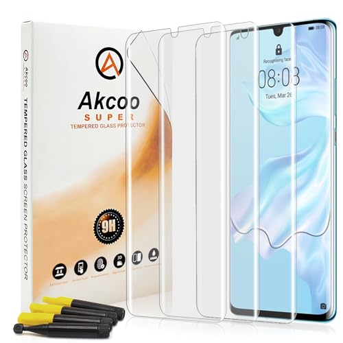 Screen Protector for P30 Pro [3 Pack],Tempered Glass UV Set,Edge to Edge Coverage,Sensitive Touch,Scratch Resistant,Fingerprint-ID Compatible
