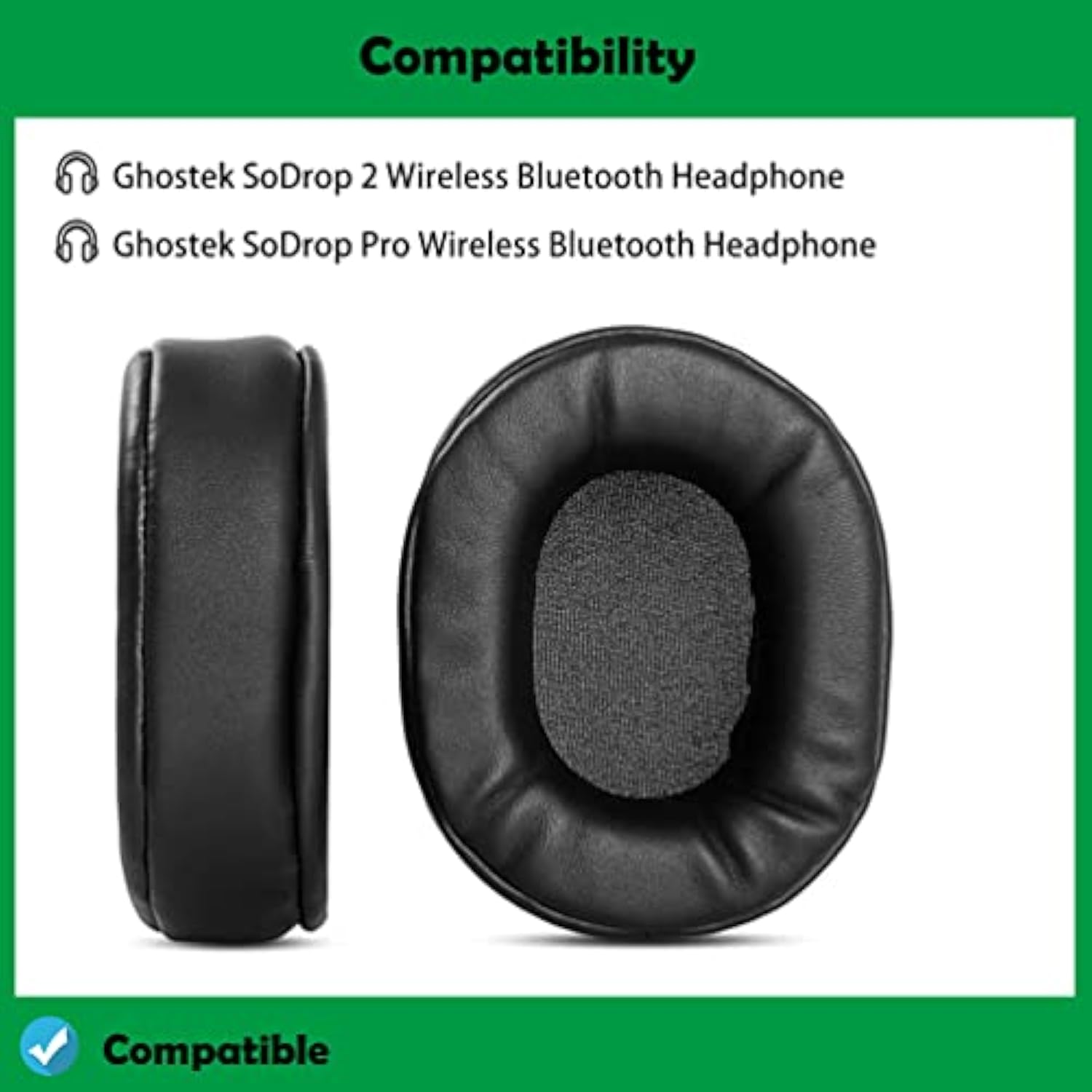 Enhanced Sound Headset Ear Cushions Replacement Ear Pads Headphone Earpads Compatible With Ghostek Sodrop 2 Sodrop Pro Wireless Bluetooth Headphone