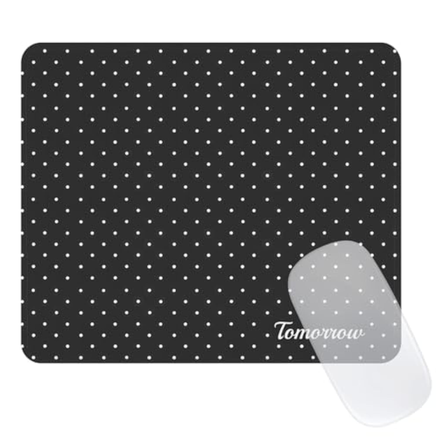 Cute Fashion Polka Dot Mouse Pad, Waterproof Aesthetics Dots Mouse Mat Design,Non-Slip Rubber Base Computer Simple Funny Mousepad,Wave Point Small Mouse Pad Desk Accessories,Black