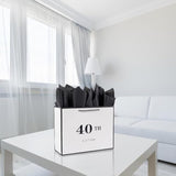 40th Birthday Black White Gift Bag with Card Tissue Paper Metallic Keepsake