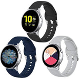 3 Pack Samsung Galaxy Watch Bands, 20mm Silicone Sport Strap, Black Navy Gray