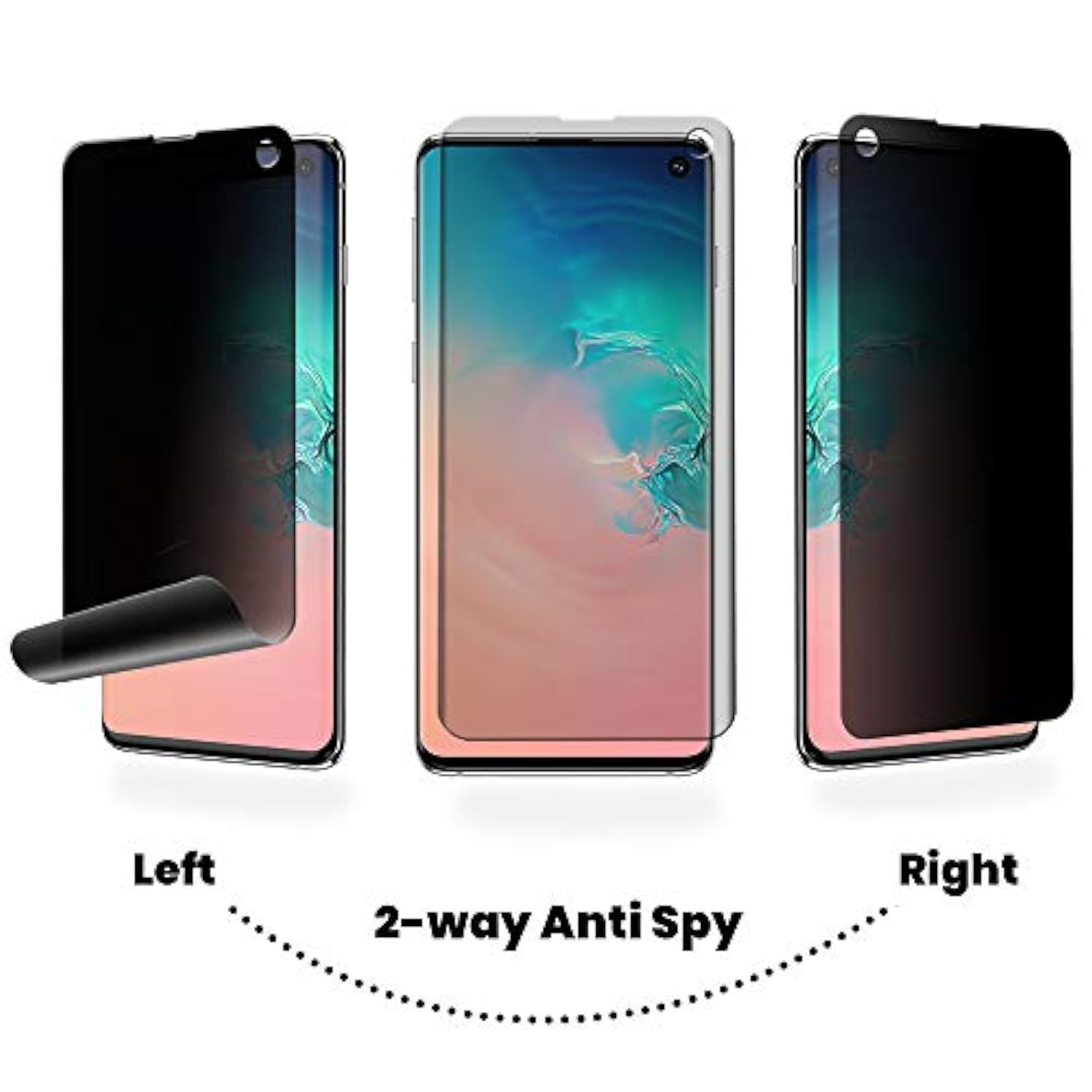 Galaxy S10 Privacy Screen Protector [Case Friendly] Full Adhesive Soft Film Support In-Display Unlock, 2-Way Anti Spy Nano Shield (Not Tempered Glass) For Samsung Galaxy S10 [2-Pack]