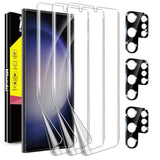 3 Pack Screen Protector For Samsung Galaxy S23 Ultra [Not Glass] With 3 Pack Tempered Glass Camera Lens Protector, Bubble Free, Case Friendly, Antiscratch