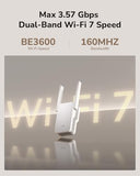 Be3600 Dual Band Wi-Fi 7 Repeater Signal Booster With Gigabit Ethernet Port, Access Point, App Setup, Mesh And App Support, Re3600