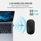 Small Wireless Mouse, Slim Mini Mouse, Portable Computer Mice With Usb Receiver, Quiet Click, 2400 Dpi, 2.4Ghz Cordless Silent Mice For Laptop Pc - Black