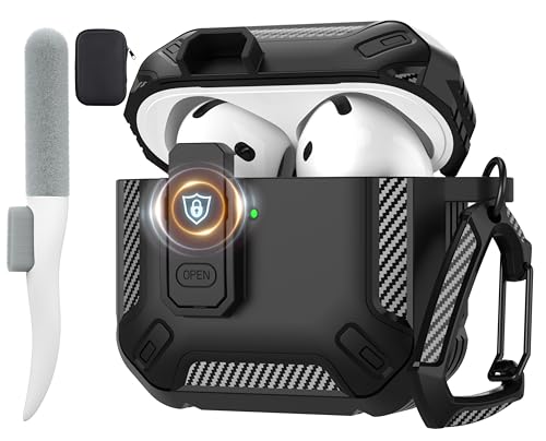 for AirPods 4 Case with Lock, AirPods 4th Generation Case Cover with Cleaner Kit Shockproof AirPod Gen 4 Protective Cases with Keychain Compatible
