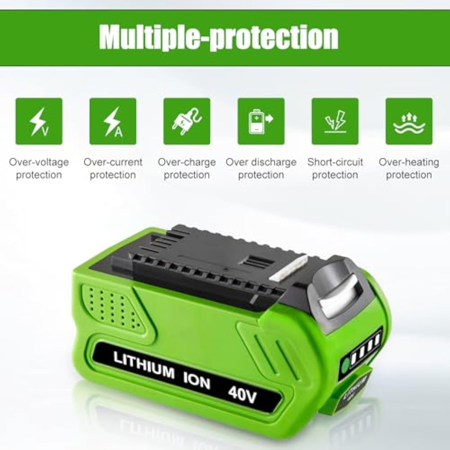 2Packs 40V 6000Mah Lithium-Ion Replacement Battery Compatible With Greenworks 40V Battery G-Max Power Tools 29252 20202 22262 25312 25322 20642 22272 27062 29462 29472 Tools(Not For Gen 1)