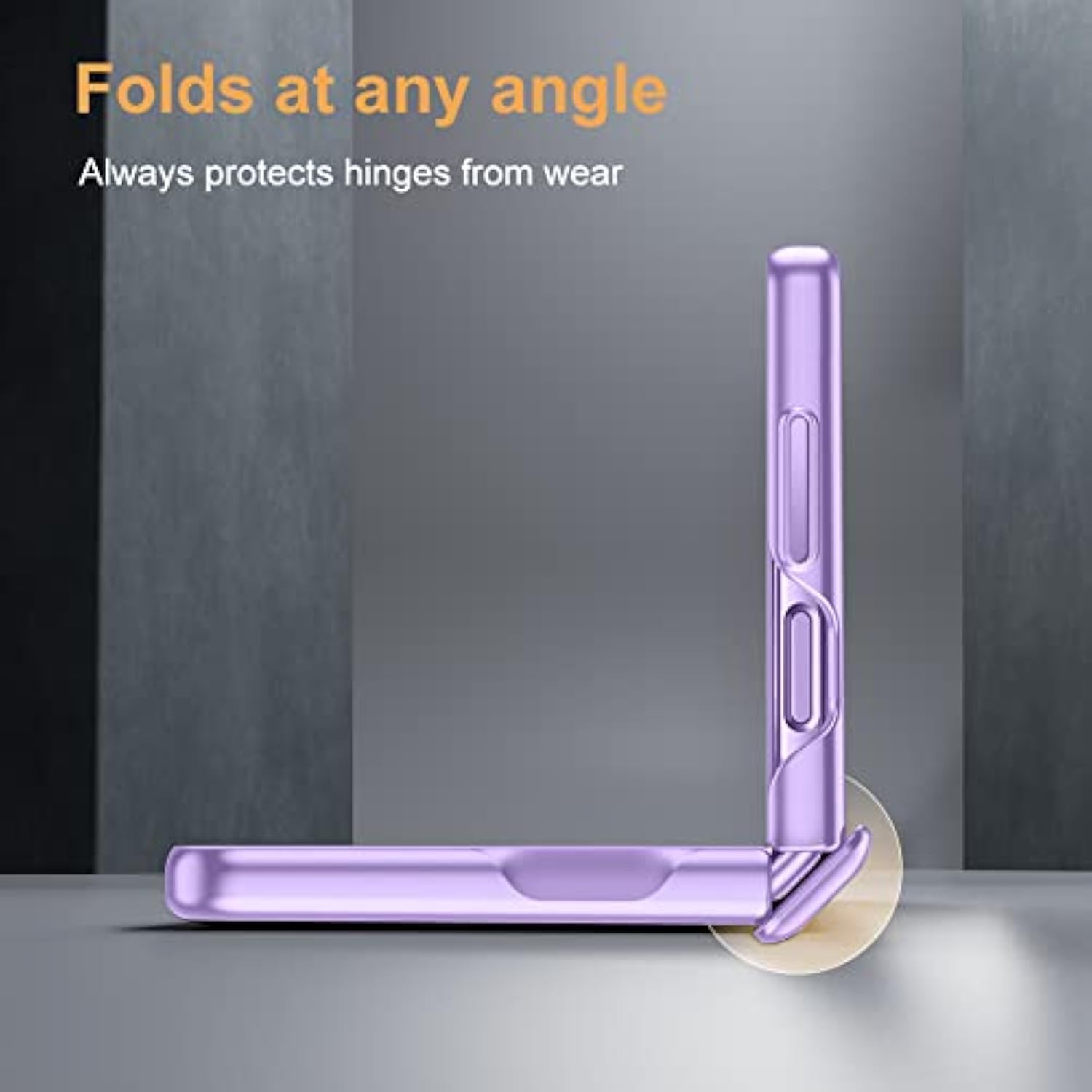 For Samsung Z Flip 4 Case: [Full Cover Hinge Protection] Slim Phone Case With Built-In Screen Protection Metal Volume Key Protection Wireless Charging For Galaxy Z Flip 4 5G(2022) (Purple)