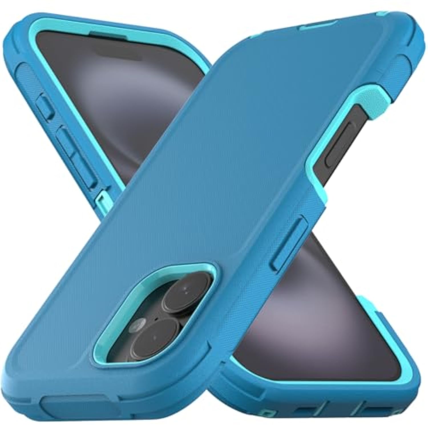 Designed For Iphone 16 Case,3 Layers Military Grade Full Body Protection,[Without Screen Protector][Dustproof Port Protection] Shockproof Rugged Non Slip Hard Cover For Iphone 16,Turquoise
