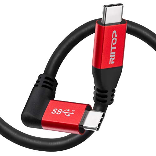 USB C to C Cable 100W [10ft], USB 3.1 C (Gen 2) Cable [Angled] with E-Marker, up to 100W PD Charging, 10Gbps Data, 4K Video, Compatible with USB C