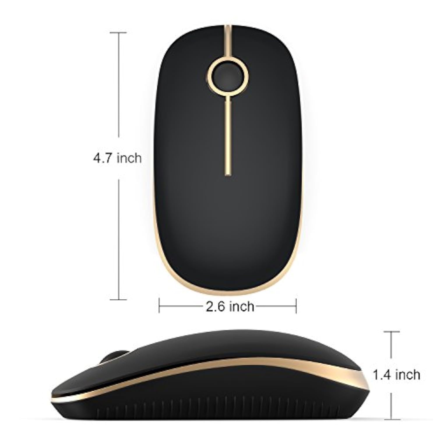 Wireless Mouse - 2.4G Slim Portable Computer Mouse With Nano Receiver, Less No