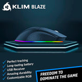 KLIM Blaze Rechargeable Wireless Gaming Mouse RGB Precision Sensor and Long-Lasting Battery - 7 Customizable Buttons - Up to 6000 DPI - Wired & Wireless Mouse for PC Mac & PS4 PS5 - Pink