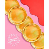 Gold Holographic Foil Plates - 25 Pack | Happy Birthday Party Decorations, Holiday Party, Cool Cake Plates, New Year'S Eve, Gold Bachelorette Disposable Party Plates