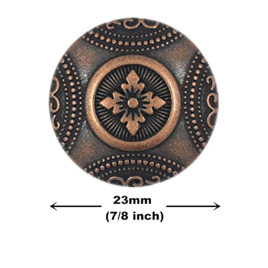 12 Pieces Rosette Pattern Metal Shank Buttons. 23Mm (7/8 Inch) (Antiqu