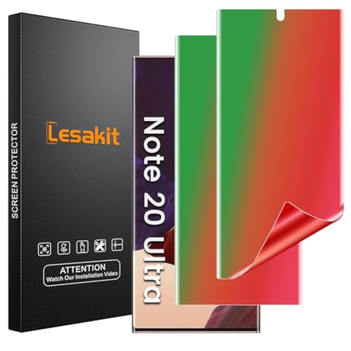 2 Pack Gradient Color Privacy Screen Protector For Samsung Galaxy Note 20 Ultra 6.9 Inch, Anti-Spy Flexible Screen Protector, [Support Fingerprint Id] High Sensitivity, Case Friendly