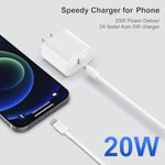 iPhone Charger, 2 Pack 20W PD USB C Wall Fast Charger Adapter with 2 Pack 6FT Type C to Lightning Cable