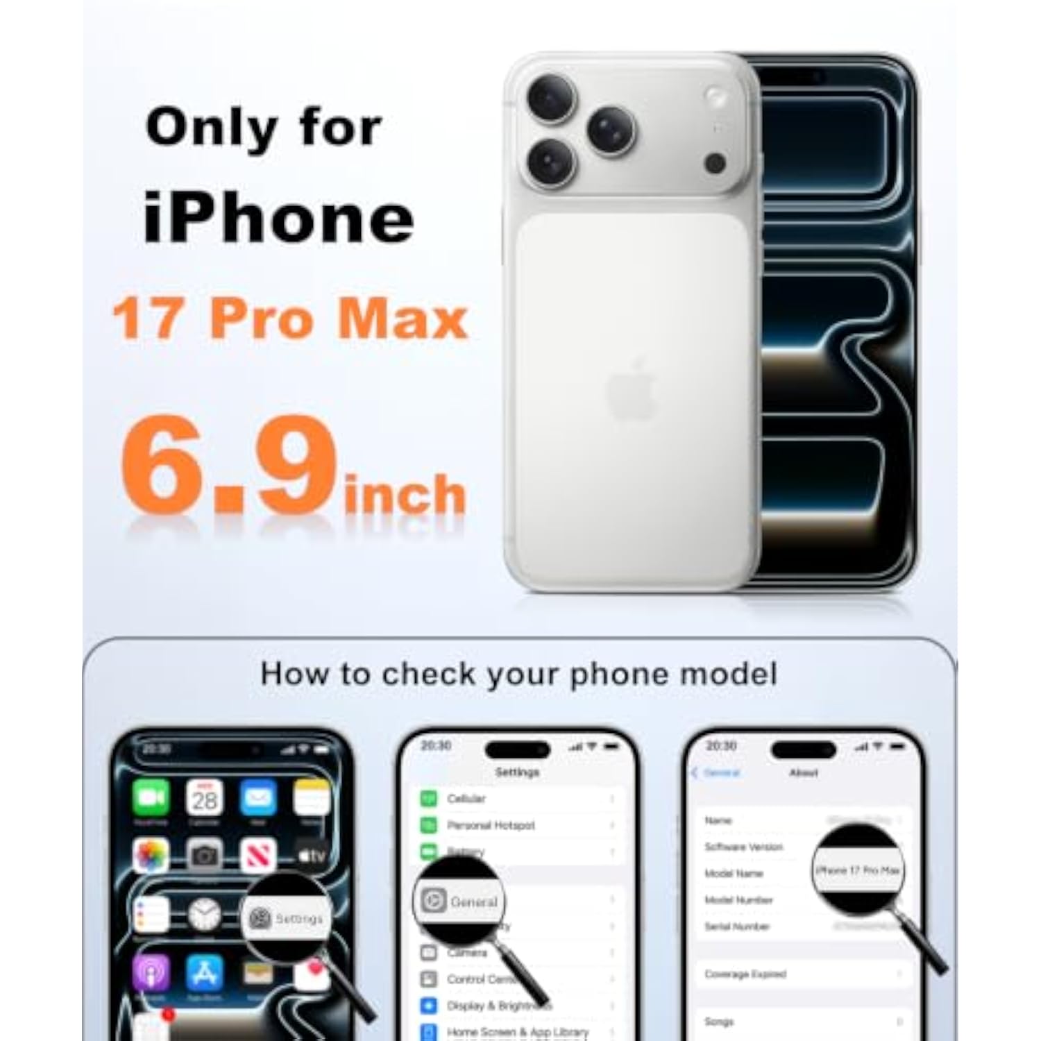 Transparent Light Blue MagSafe Case for iPhone 17 Pro Max