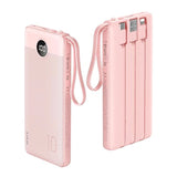 Portable Charger Power Bank, 10000Mah Travel Essentials Battery Pack, 5 Outputs 2 Inputs Slim Charging Bank Built-In Cables Cords Wires Compatible With Iphone,Samsung,Android-Pink(1 Pack)