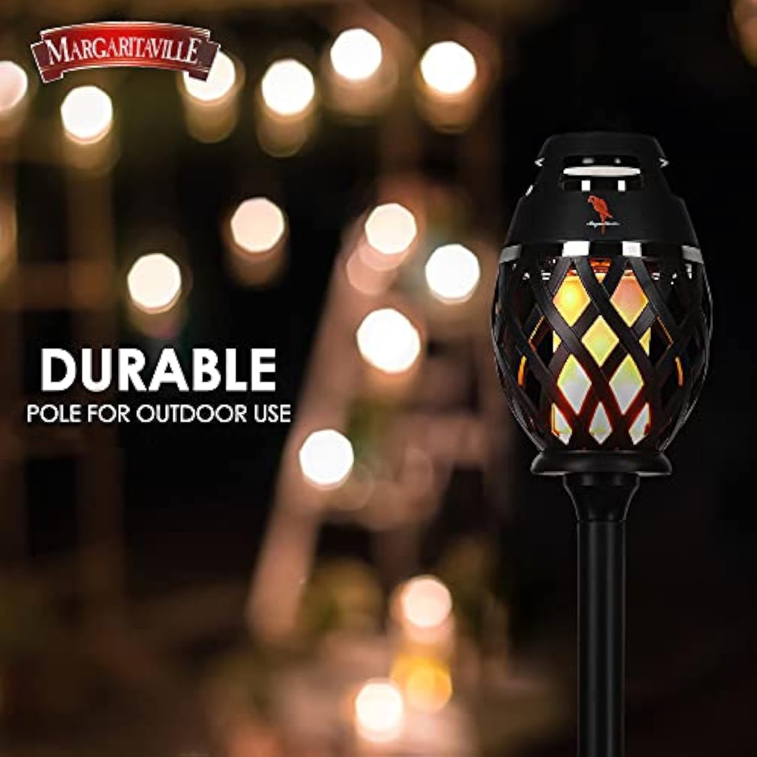 Margaritaville Tiki Torch - Waterproof Bluetooth Speaker, Portable Party Speaker with Flickering LED Lights, Perfect for Travel, Parties, Yards, and Pools (2 Pack)