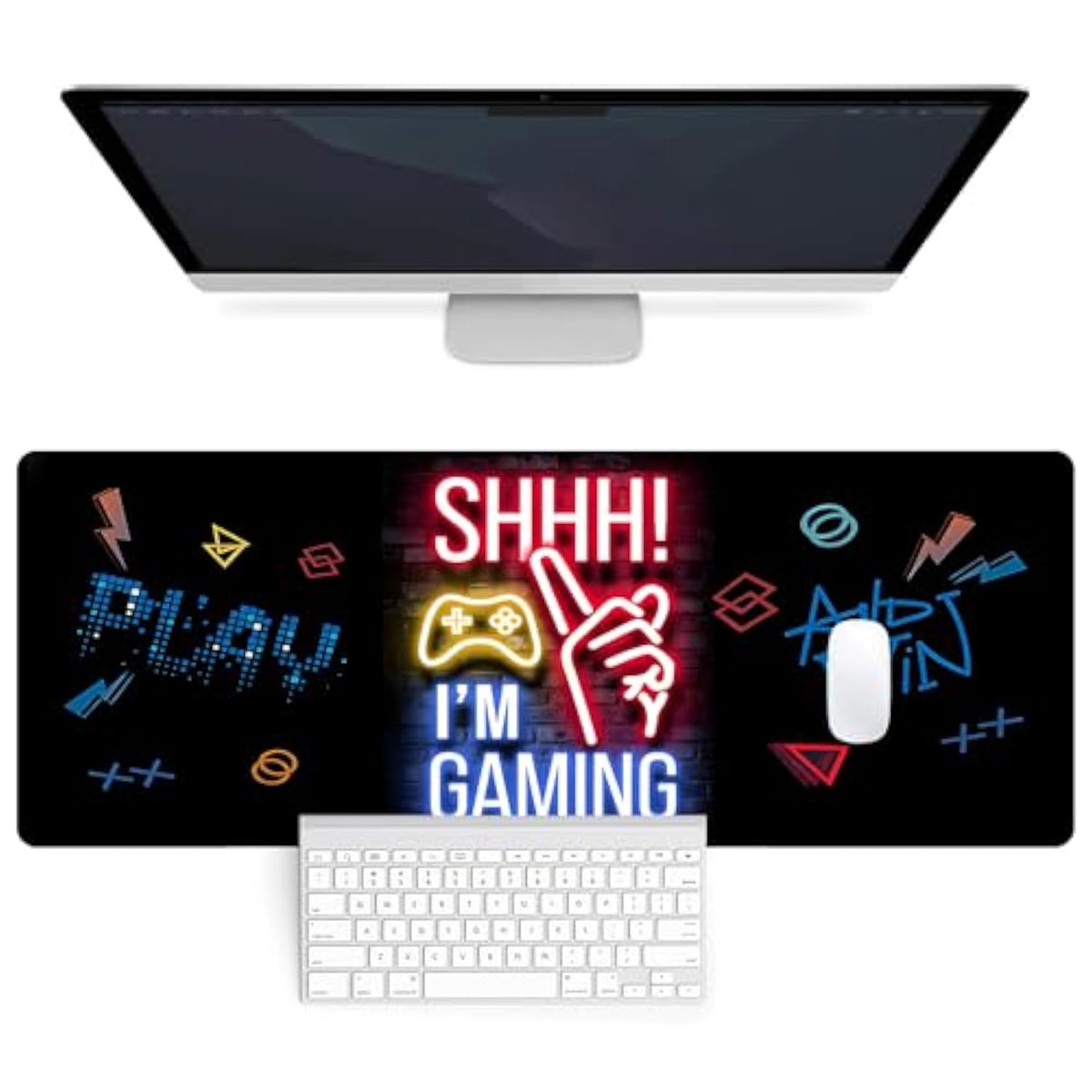 Mouse Pad 80X30Cm Gaming Mouse Pad Extended Large Computer Keyboard Mouse Mat Desk Pad With Soft Smooth Surface And Anti-Slip Rubber Base Gaming Mats For Desk Gamer Office Home (Game-E)