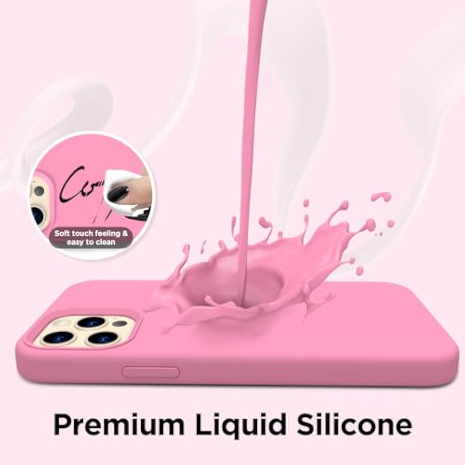 For Iphone 12 Pro Max Case, [2X Camera Protector + 2X Screen Protector], Full-Body Silicone Shockproof Protective Cover, Microfiber Lining Phone Case For Iphone 12 Pro Max 6.7", Tender Pink