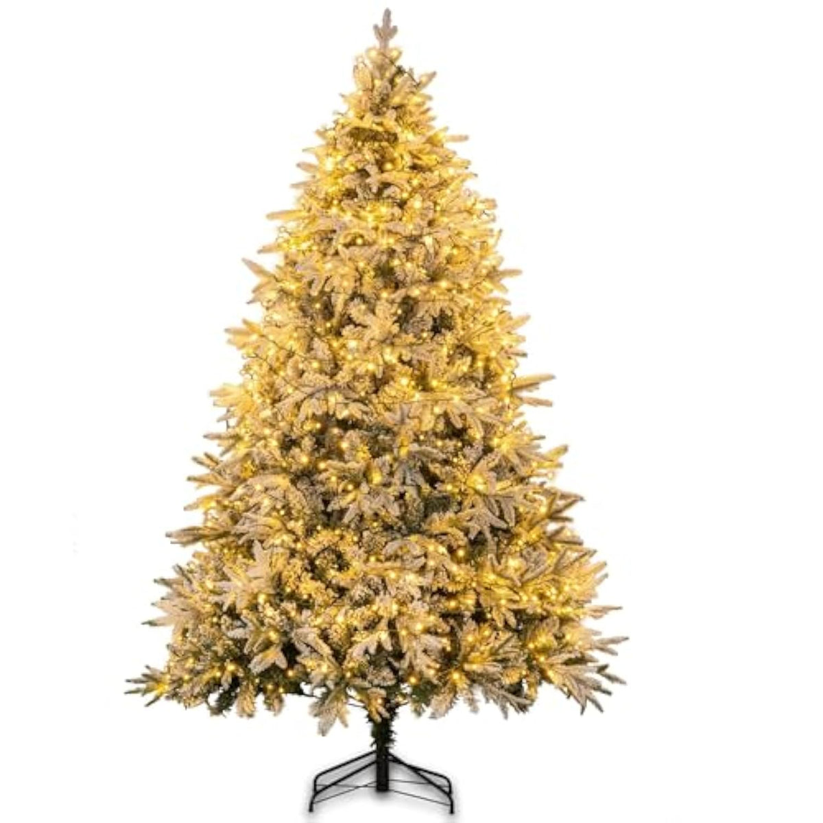 6Ft Artificial Snow Flocked Christmas Tree With 400 Led Lights (Not Pre-Lit), Xmas Tree Full Tree With 800 Branch Tips & 11 Modes Light, Rgb & Warm White Light, Foldable Stand For Home
