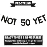 Not 50 Yet Banner - Last Year In My 40S Banner, Happy 49Th Birthday Sign, Cheers To 49 Years, Funny 49Th Birthday Party Decorations Black Glitter