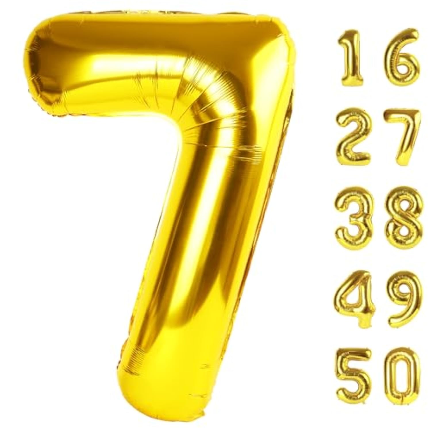 40 Inch Gold Balloon Number 7 First Birthday Jumbo Mylar Foil Helium Balloon For 17 27 37 Birthday Digital For 70Th Party Wedding Anniversary Party Decorations