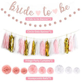 Bachelorette Party Decor — Pink Bride-to-Be Banner, Fringe Curtains & Honeycomb Balls