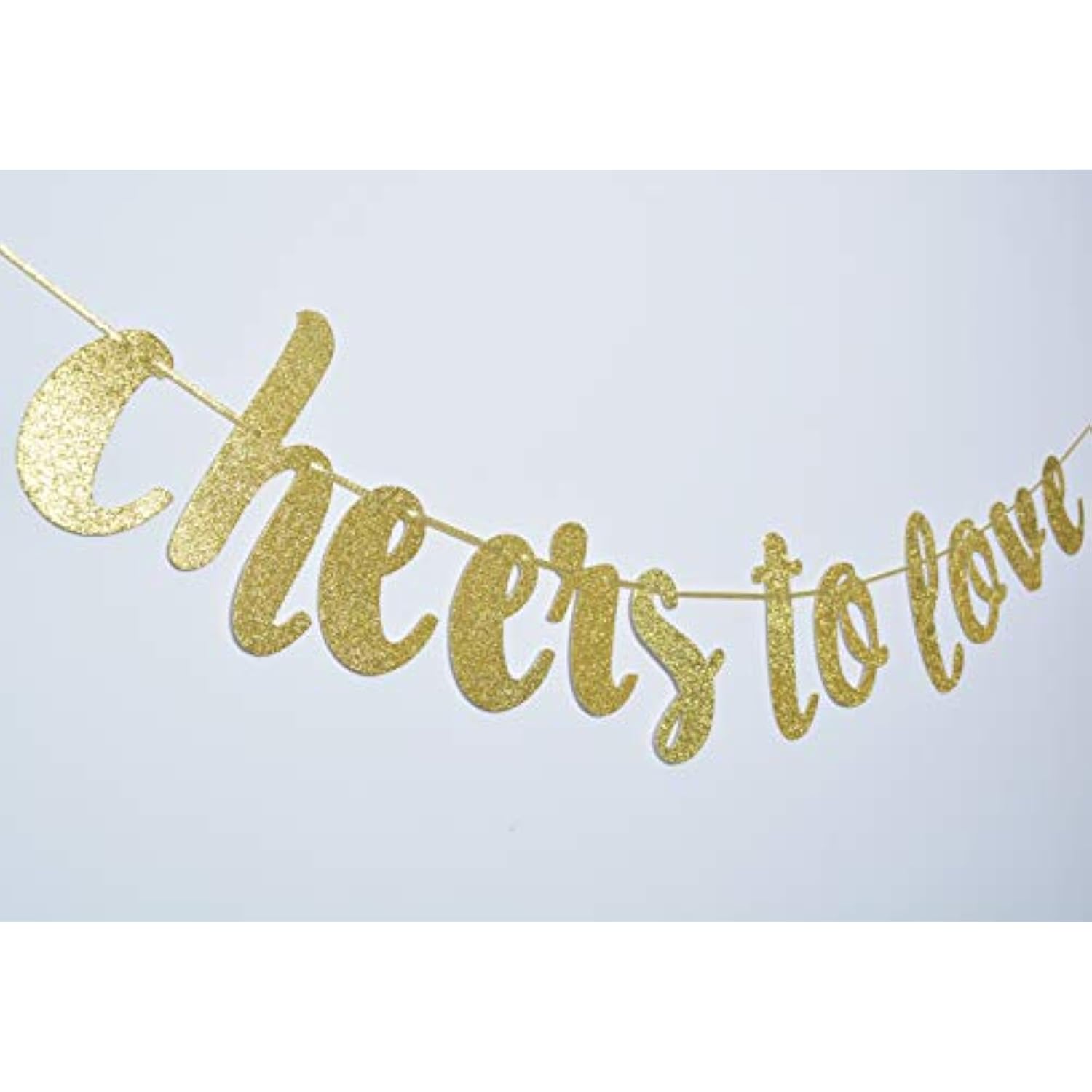 Wedding Banner Hanging Garland For Bachelorette, Engagement Or Wedding Party Decorations Bridal Shower Photo Prop Sign (Gold Glitter)