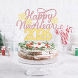Happy New Year 2026 Cake Topper Gold Rose Glitter Party Decorations