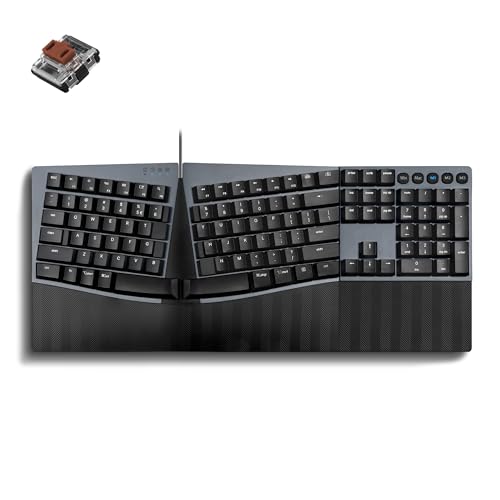 Periboard-535Br [Firmware Updated] Wired Ergonomic Mechanical Keyboard - Full-Size - Low-Profile Brown Tactile Switches - Nkro Anti-Ghosting - Compatible With Windows And Macos