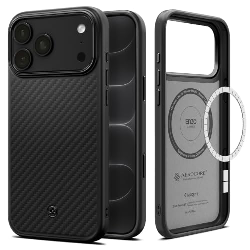 Spigen for iPhone 17 Pro Max Case, Enzo Aramid T [1500D Genuine Aramid Fiber] [Camera Control Button Protection] [Compatible with MagSafe] - Black