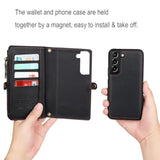 Samsung Galaxy S25 Wallet Case, RFID Blocking, Detachable Crossbody Strap, Black