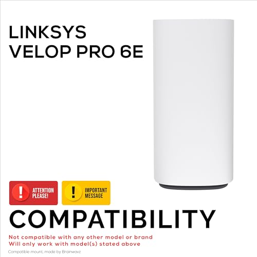 Screwless Wall Mount For Linksys Velop Pro 6E (Axe5400) Wifi Mesh Router, Easy To Install Holder, Adhesive & Screw Mounting Option, By