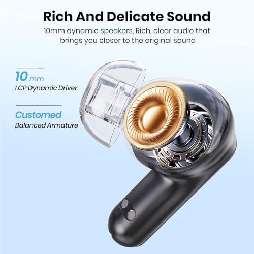 Bluetooth Headphones 5.4 Wireless Earbuds 2-in-1 Case and Phone Stand Noise Cancelling Earbuds Powerful Bass in-Ear Bluetooth 70H Playtime 35dB