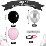 Pink & Black Balloon Set: Metallic Silver Party Decorations (30PCS, 12-inch )
