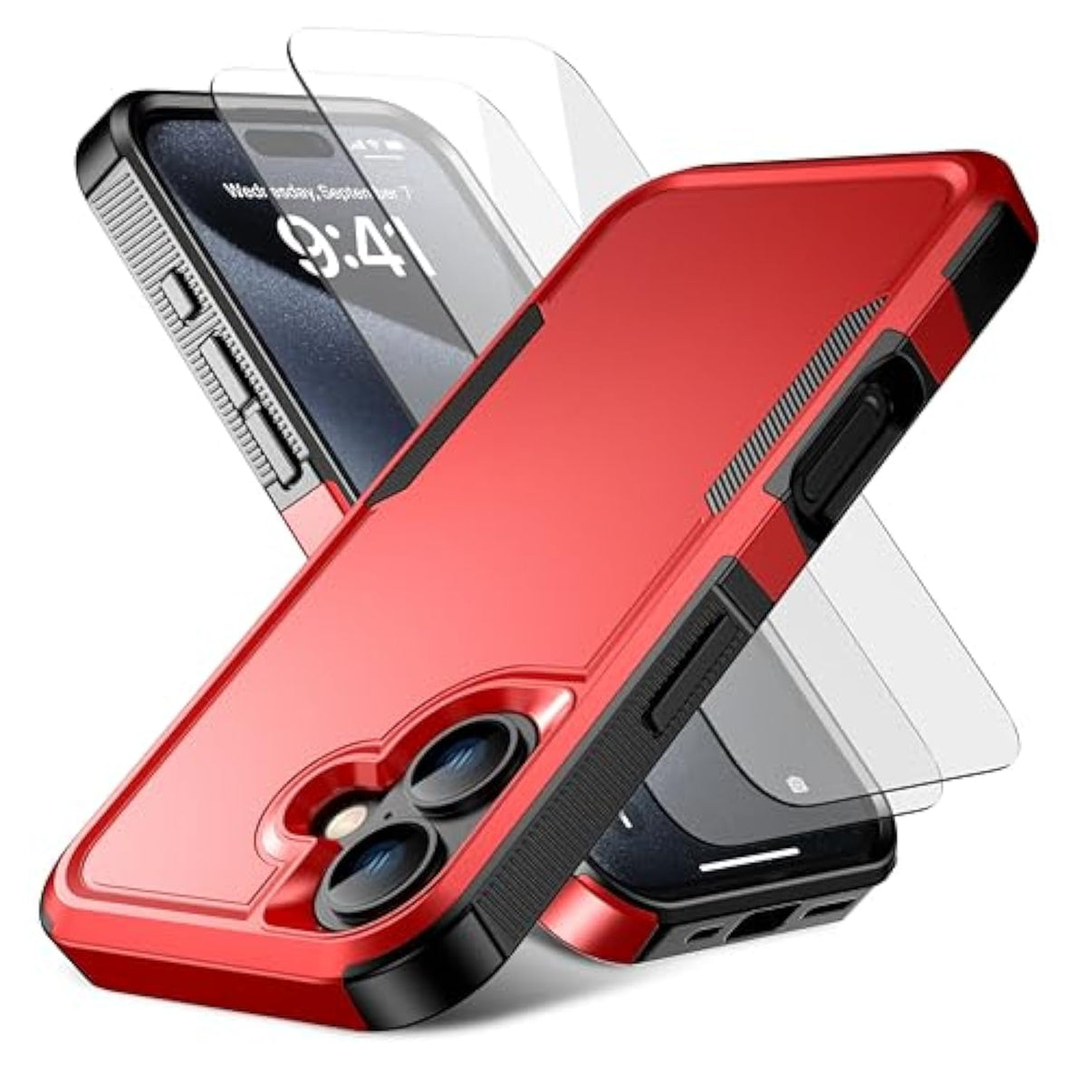 For Iphone 16 Case [Shockproof] [Dropproof] [Heavy Duty Protection] [Pocket-Friendly] Slim & Tough Non-Slip Protective Phone Cover For Iphone16 6.1Inch, Red