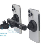 Dual 17mm Ball Mount Splitter Adapter for Phone, 17mm Ball Mount Extension 1 to 2 Joint Head Connector Base, with Ball Socket and 1/4 Thread