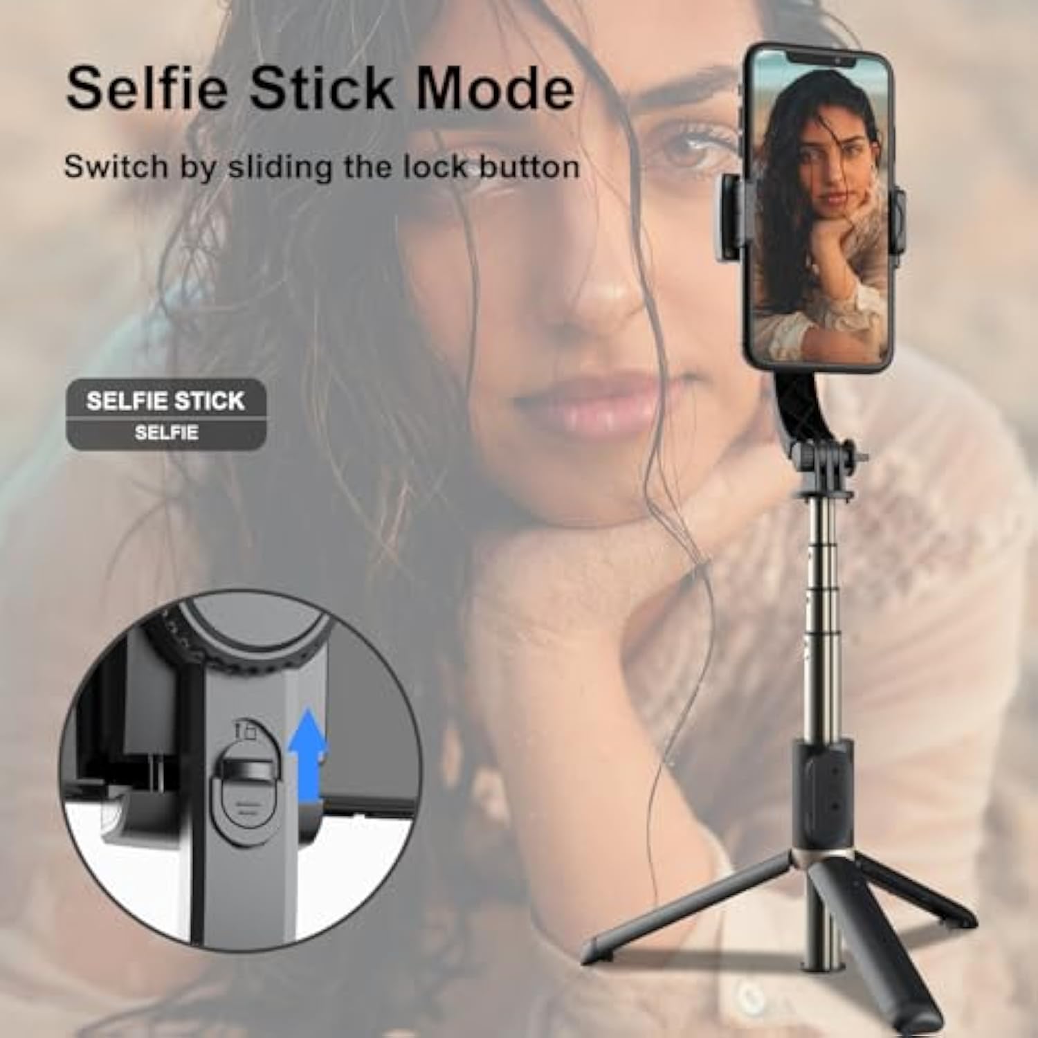 Gimbal Stabilizer For Smartphone,Selfie Stick Tripod With Remote Control Auto Balance 360° Rotation 1-Axis Phone Gimbal For Group Selfies Live Streaming Video Recording