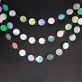 Iridescent Holographic Circle Garland – Disco Theme Party Decor for Birthday, NYE & More