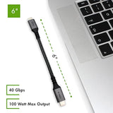 6-Inch Extra Short Usb4 Cable - 40Gbps Supports 100W (20V, 5A) Charging - Compatible With Thunderbolt 3 And Usb-C (2-Pack)