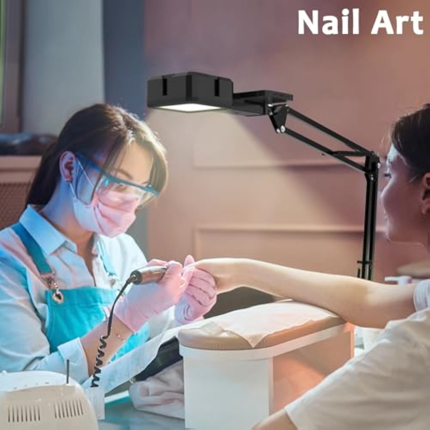 Overhead Phone Mount, Articulating Arm Cell Phone Holder With Led Light, Flexible Phone Stand For Live Streaming, Video Recording, Painting Lighting, Cooking