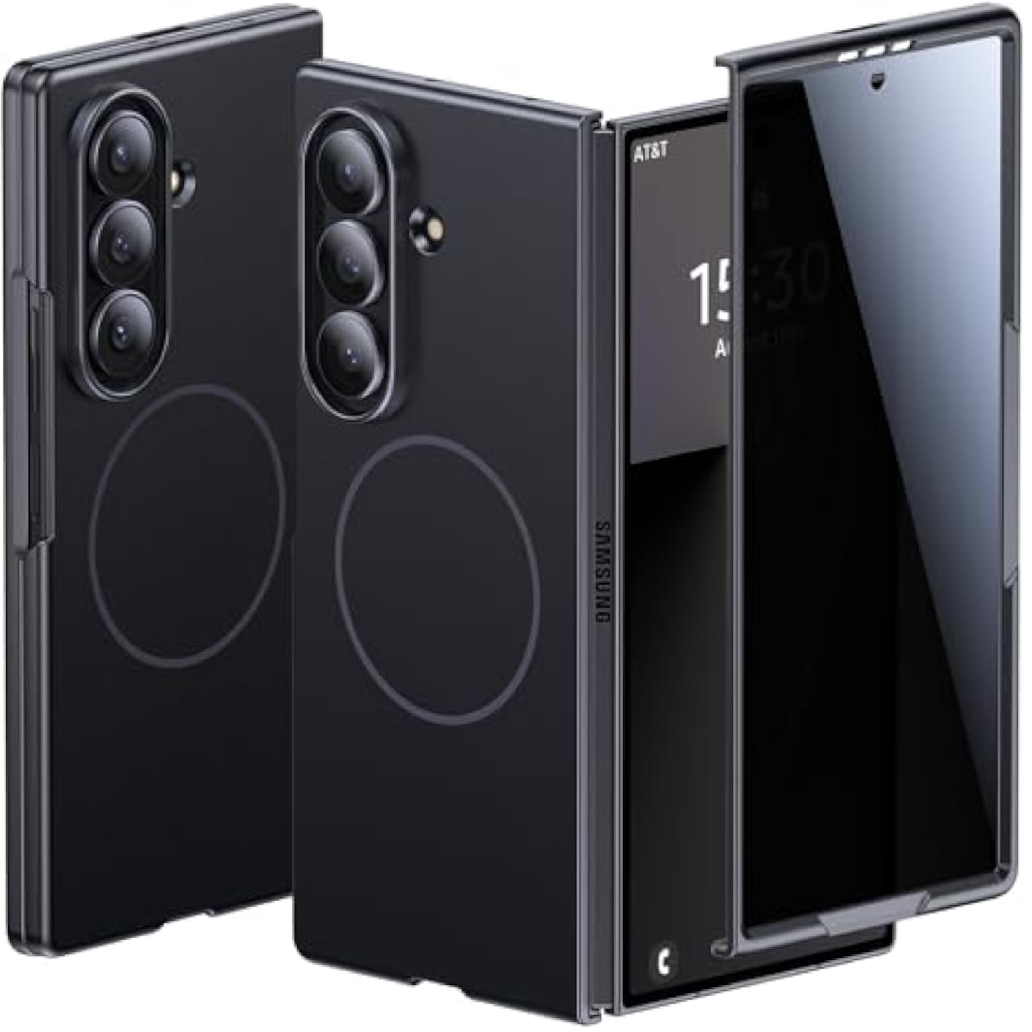 Magnetic For Samsung Galaxy Z Fold 7 Case With Privacy Screen Protector, [Compatible With Magsafe][Anti Spy] Full-Body Protective Slim Phone Case For Galaxy Z Fold 7, Black