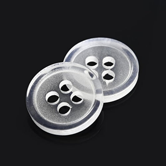 100Pcs Plastic White Buttons 4 Holes Clear Clothing Shirt Sewing Butto