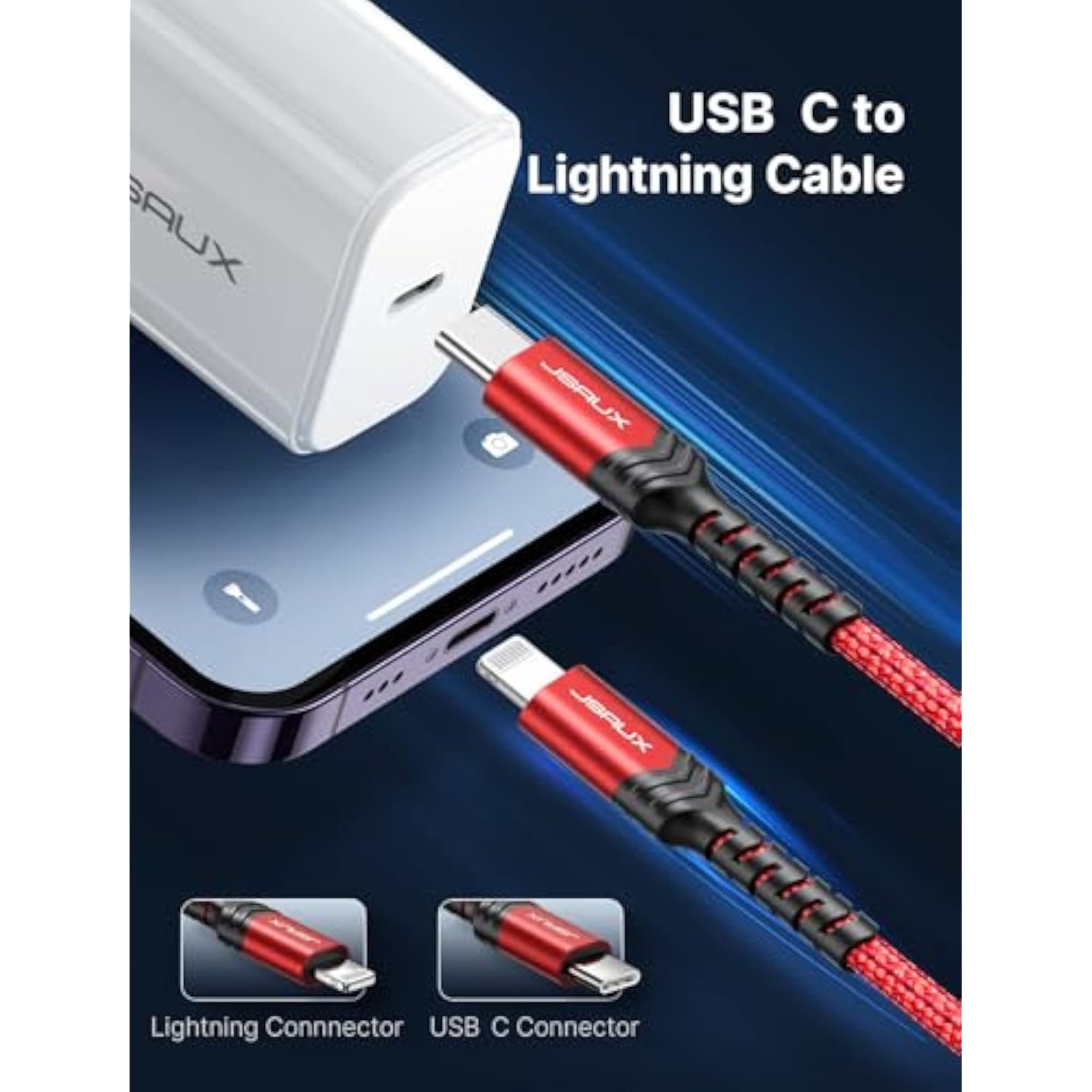 Usb C To Lightning Cable 6Ft, [Apple Mfi Certified] Iphone Cord Compatible With Iphone 14/14 Plus/14 Pro/14 Pro Max/13/13 Mini/13 Pro/13 Pro Max/12 Pro Max/11 Pro Max - Red