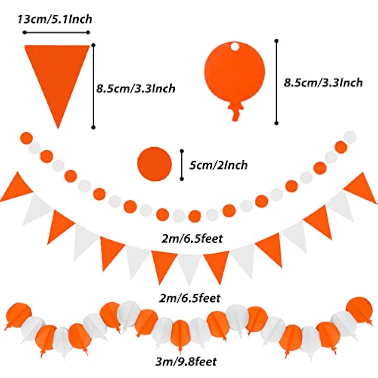 Party Decorations, 41 Pcs Orange Papar Fans Pompoms Garlands String Tissue Paper Tassel For Halloween New Years Spring Festival Wedding Birthday Party