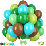 50pcs Green Brown Balloons Jungle Forest Theme Birthday Baby Shower Decor