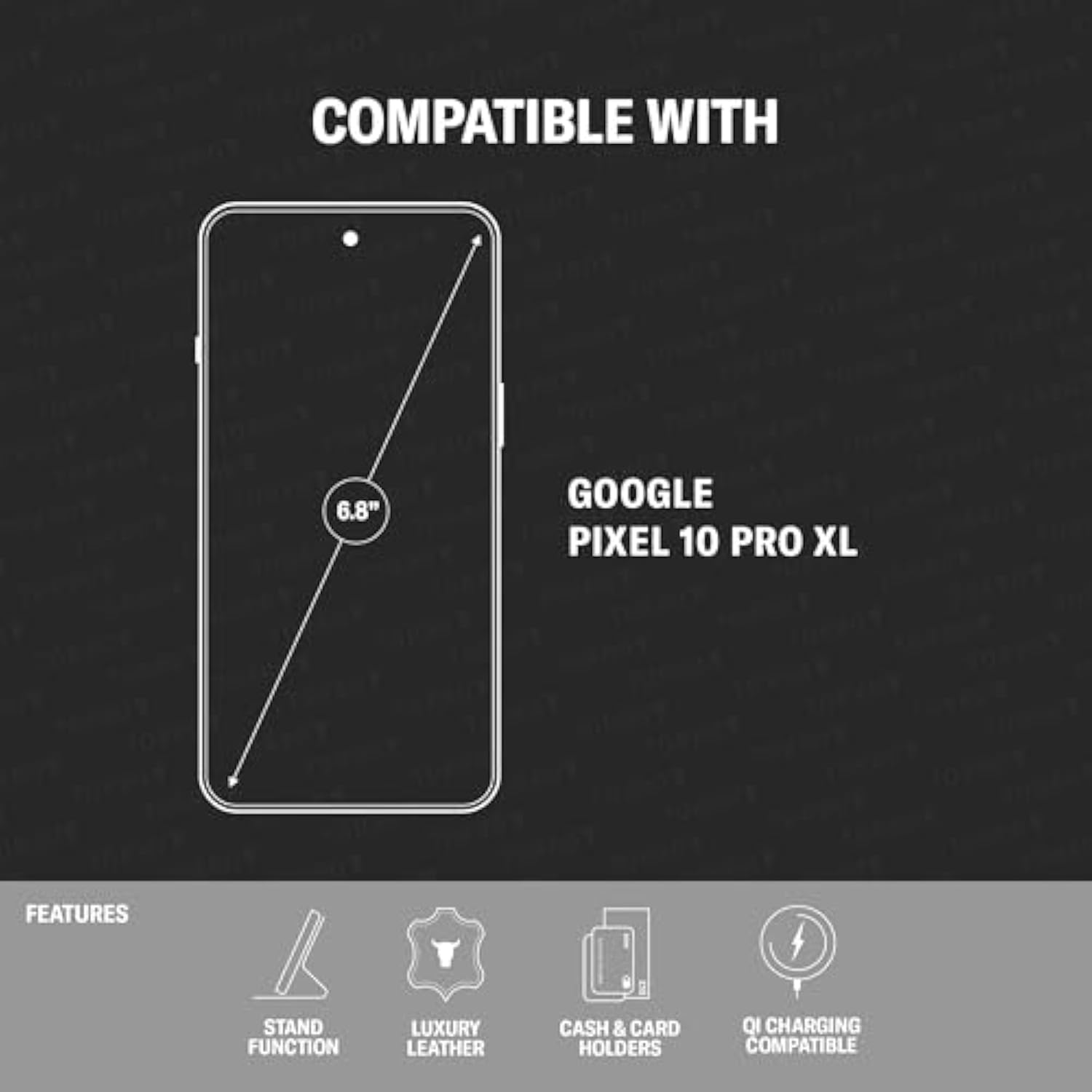 Leather Case Compatible With Google Pixel 10 Pro Xl 6.8” 2025 – Premium Leather Wallet Case With Kickstand And Card Slots (Black With Red Detail)